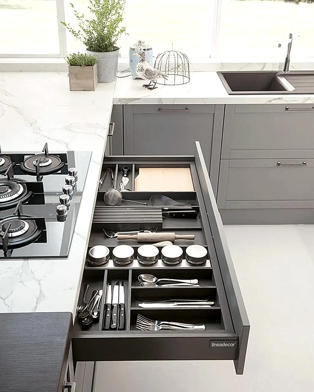 Koyu Gri Ahşap Çatal Kaşıklık