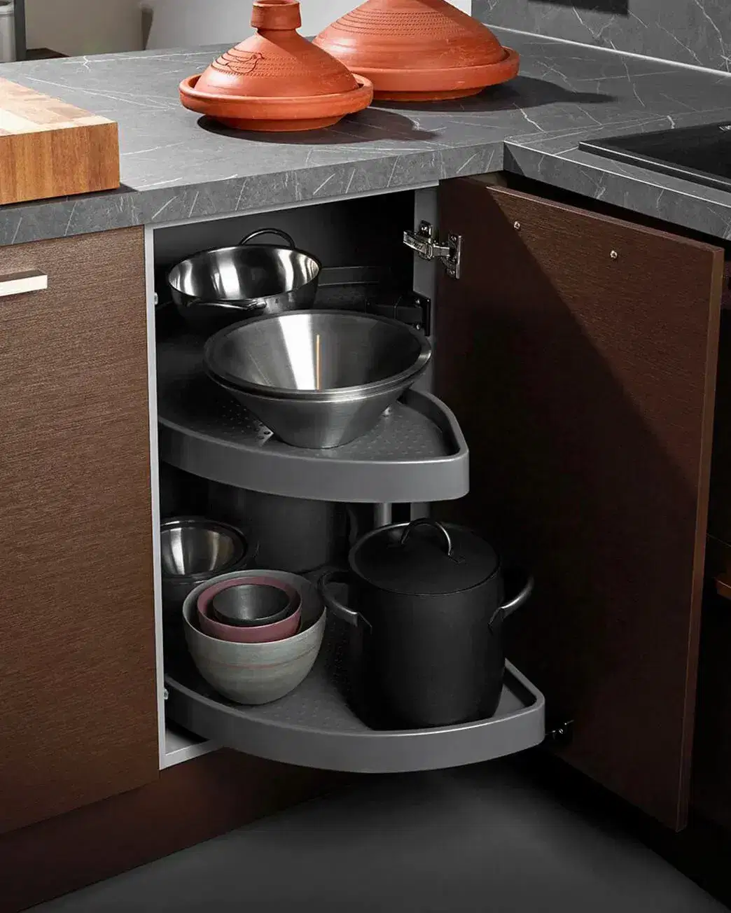 Flex 1/2 Döner Raflı Köşe Alt Dolap