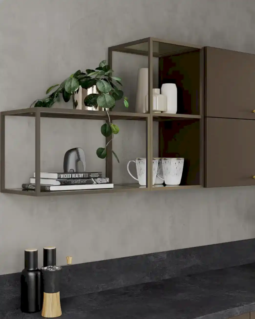 Satine Bronz Alüminyum Raf